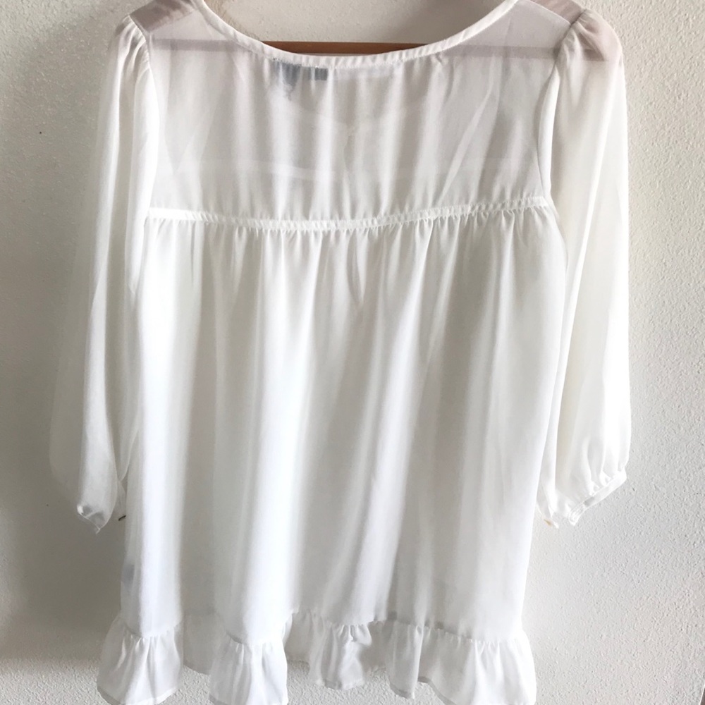 Rancho Estancia Boho White Buttoned Top NWT - Picture 2 of 4